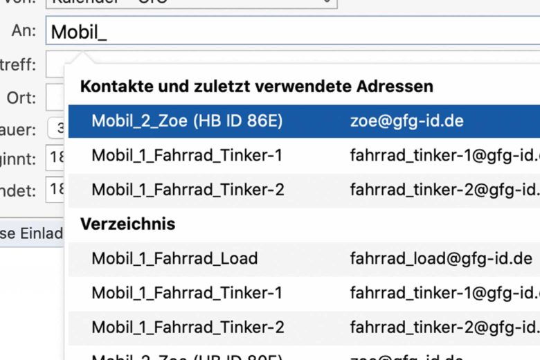 Sortierung der Fahrzeuge nach CO2-Ausstoß im Buchungssystem