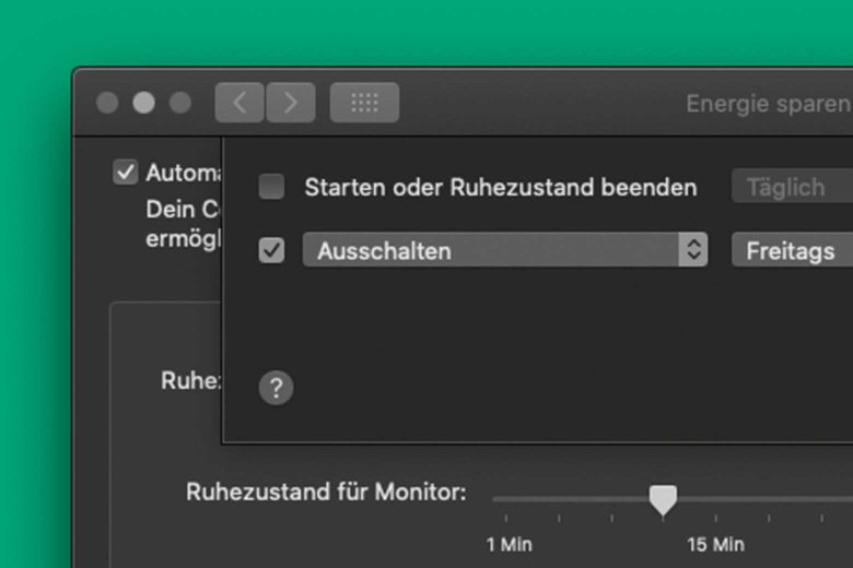 Ruhemodus und automatisches Aus- schalten als Voreinstellung der Computer