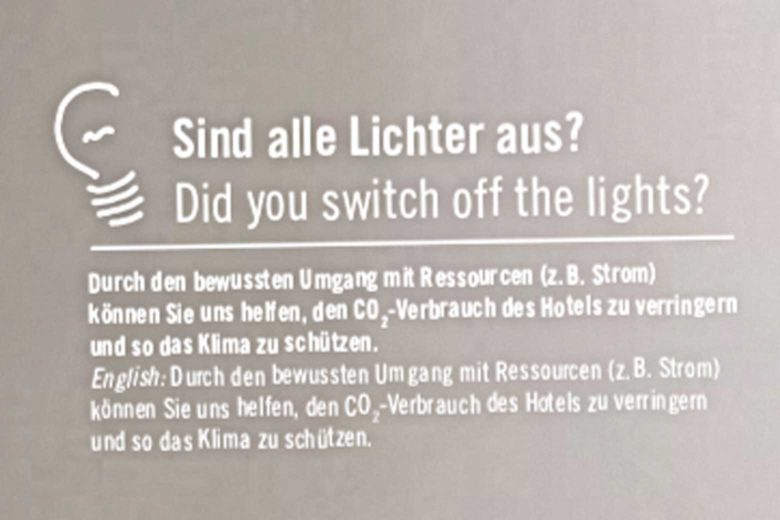 Aufkleber zur visuellen Erinnerung an das Ausschalten der Lichter